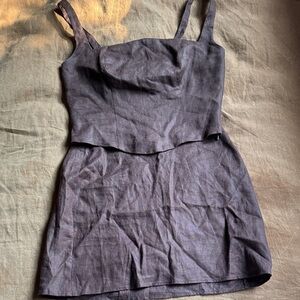 100% linen Reformation two piece skirt and top set in chocolate brown - Size 4